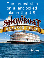 The Branson Belle is a showboat on Table Rock Lake near Branson, Missouri. The lake is landlocked by the Table Rock Dam on one side and the Beaver Lake Dam on the other.